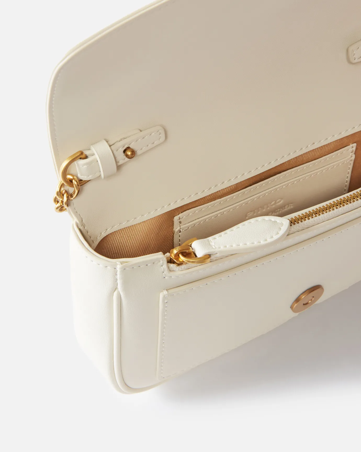 Sacs À Bandoulière|PINKO Pocket Love Bag One Simply Blanc+Blanc-Or Antique