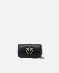 Sacs À Bandoulière|PINKO Pocket Love Bag One Simply Noir-Vieil Argent