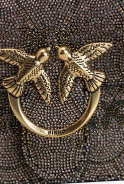 Sacs De Soirée|PINKO Pocket Love Bag Shiny Logo Or-Or Antique