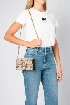 Sacs De Soirée|PINKO Pocket Love Bag Shiny Logo Or-Or Antique