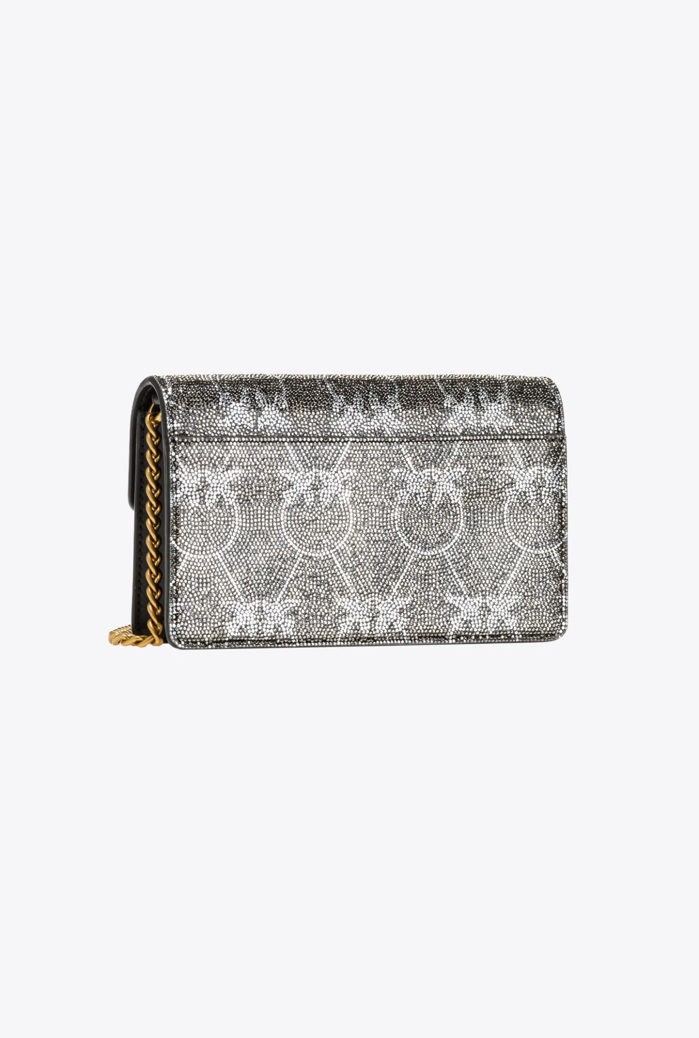 Sacs De Soirée|PINKO Pocket Love Bag Shiny Logo Titane-Or Antique