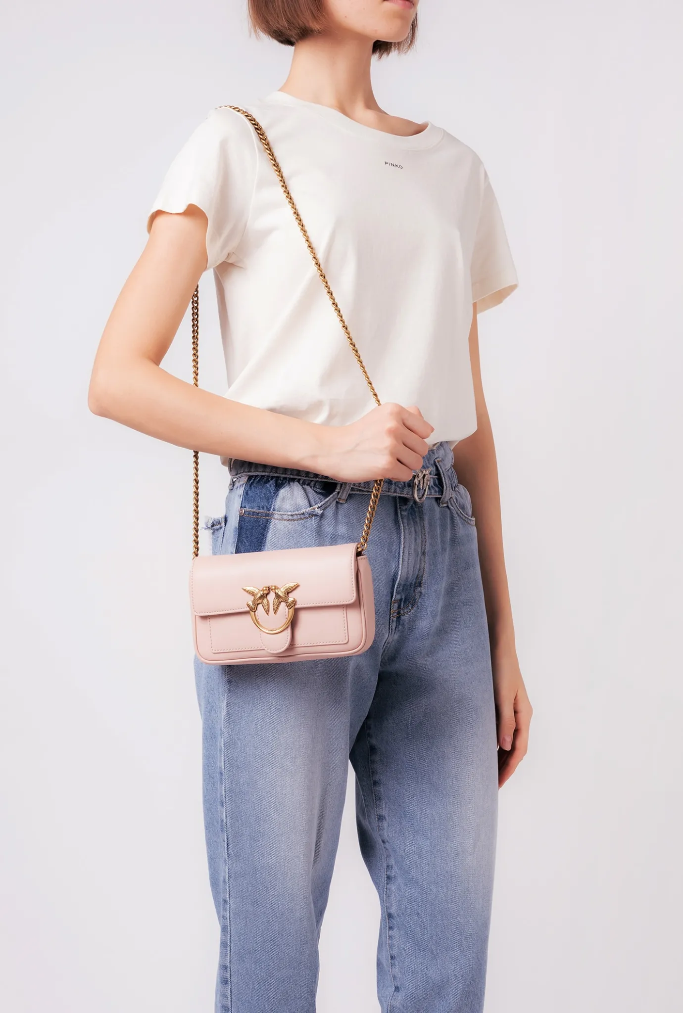 Sacs À Bandoulière|PINKO Pocket Love Bag Simply Rose/Rose Poudre-Or Antique