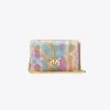 Maroquinerie|PINKO Porte-Cartes A Bandoulière En Reptile Multicolore Galleria Multicolore-Or Brillant