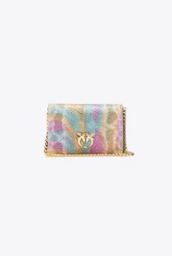 Maroquinerie|PINKO Porte-Cartes A Bandoulière En Reptile Multicolore Galleria Multicolore-Or Brillant