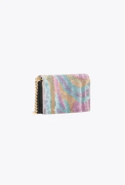 Maroquinerie|PINKO Porte-Cartes A Bandoulière En Reptile Multicolore Galleria Multicolore-Or Brillant