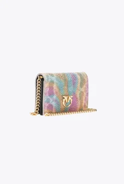 Maroquinerie|PINKO Porte-Cartes A Bandoulière En Reptile Multicolore Galleria Multicolore-Or Brillant