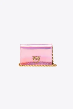 Maroquinerie|PINKO Porte-Cartes Irise A Bandoulière Galleria Rose Irise-Or Antique