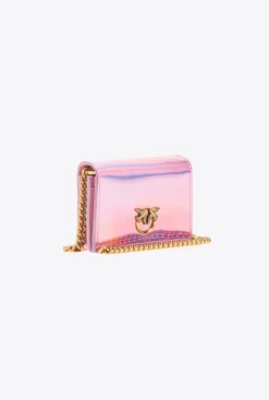 Maroquinerie|PINKO Porte-Cartes Irise A Bandoulière Galleria Rose Irise-Or Antique