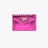 Maroquinerie|PINKO Porte-Cartes Plat En Reptile Lame Galleria Fuchsia-Or Brillant