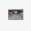 Maroquinerie|PINKO Porte-Cartes Plat En Reptile Lame Galleria Canon De Fusil-Or Brillant