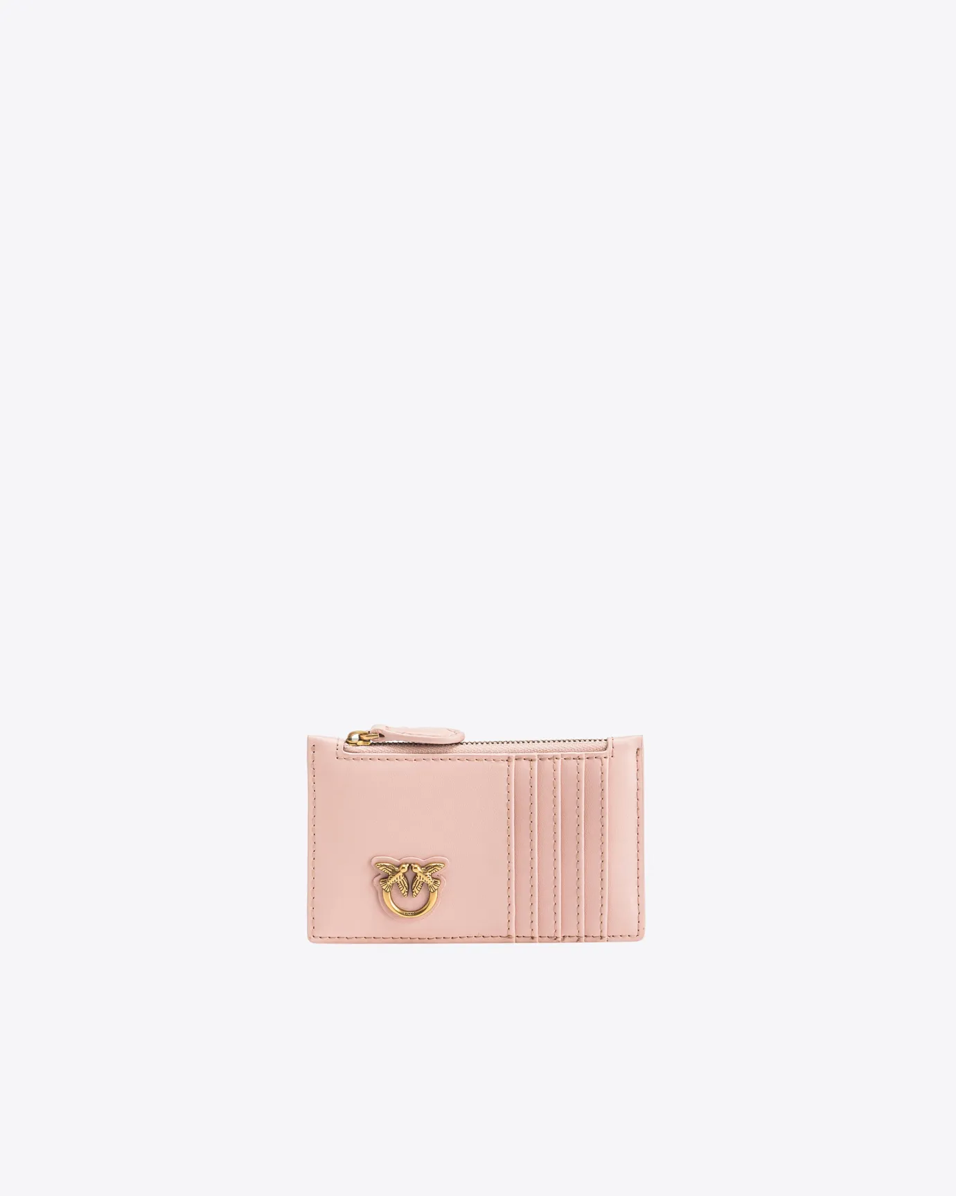 Maroquinerie|PINKO Porte-Cartes Zippe Rose/Rose Poudre-Or Antique