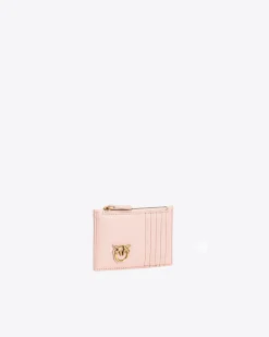 Maroquinerie|PINKO Porte-Cartes Zippe Rose/Rose Poudre-Or Antique