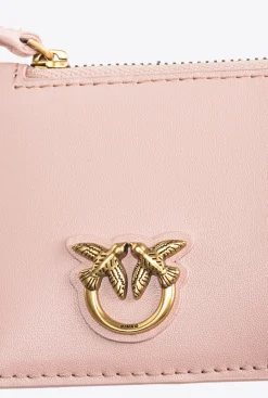Maroquinerie|PINKO Porte-Cartes Zippe Rose/Rose Poudre-Or Antique
