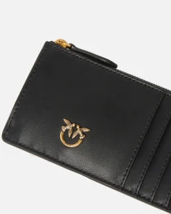 Maroquinerie|PINKO Porte-Cartes Zippe Noir-Vieil Or