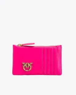 Maroquinerie|PINKO Porte-Cartes Zippe A Motif En Chevrons Rose Pinko-Or Antique