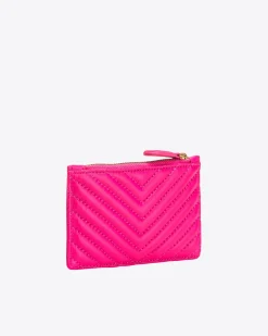 Maroquinerie|PINKO Porte-Cartes Zippe A Motif En Chevrons Rose Pinko-Or Antique