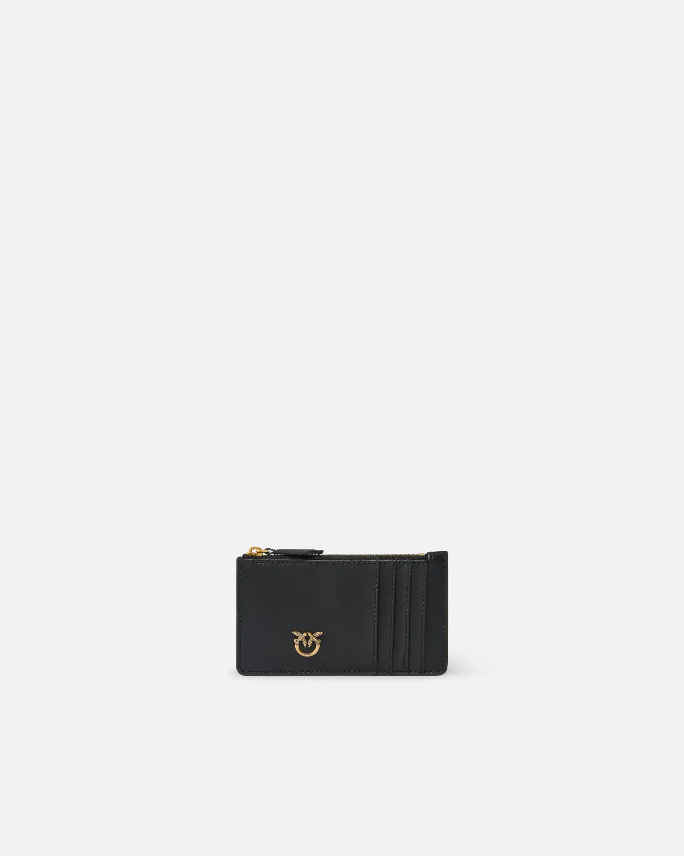 Maroquinerie|PINKO Porte-Cartes Zippe A Motif En Chevrons Noir-Vieil Or