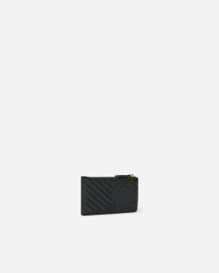 Maroquinerie|PINKO Porte-Cartes Zippe A Motif En Chevrons Noir-Vieil Or