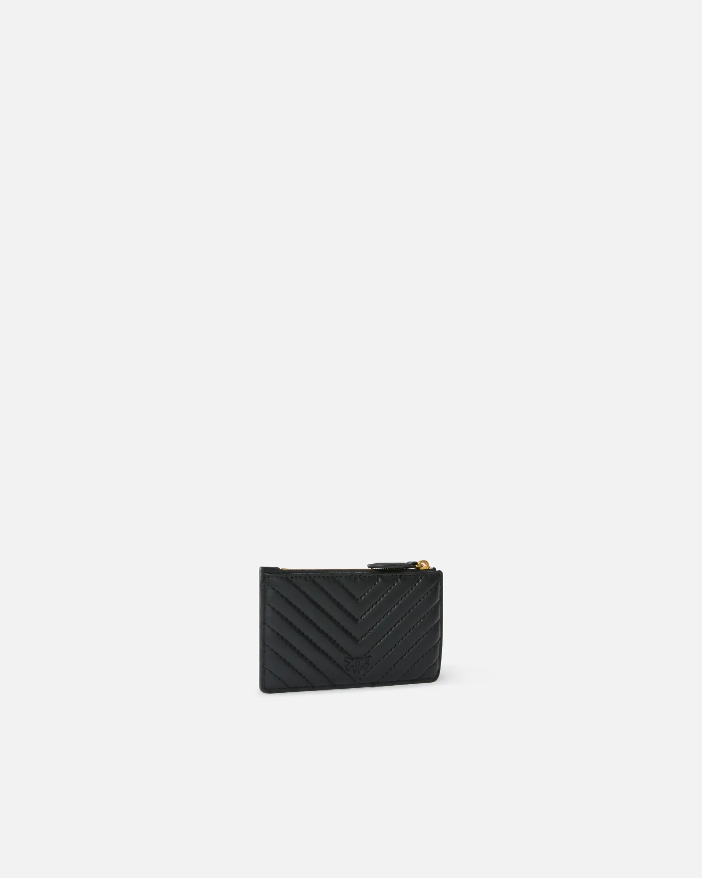 Maroquinerie|PINKO Porte-Cartes Zippe A Motif En Chevrons Noir-Vieil Or