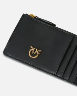 Maroquinerie|PINKO Porte-Cartes Zippe A Motif En Chevrons Noir-Vieil Or