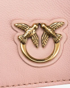 Maroquinerie|PINKO Porte-Cartes Zippe A Motif En Chevrons Rose/Rose Poudre-Or Antique