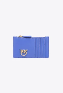 Maroquinerie|PINKO Porte-Cartes Zippe A Motif En Chevrons Bleu Corse-Or Antique