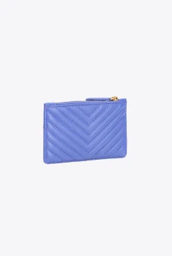 Maroquinerie|PINKO Porte-Cartes Zippe A Motif En Chevrons Bleu Corse-Or Antique