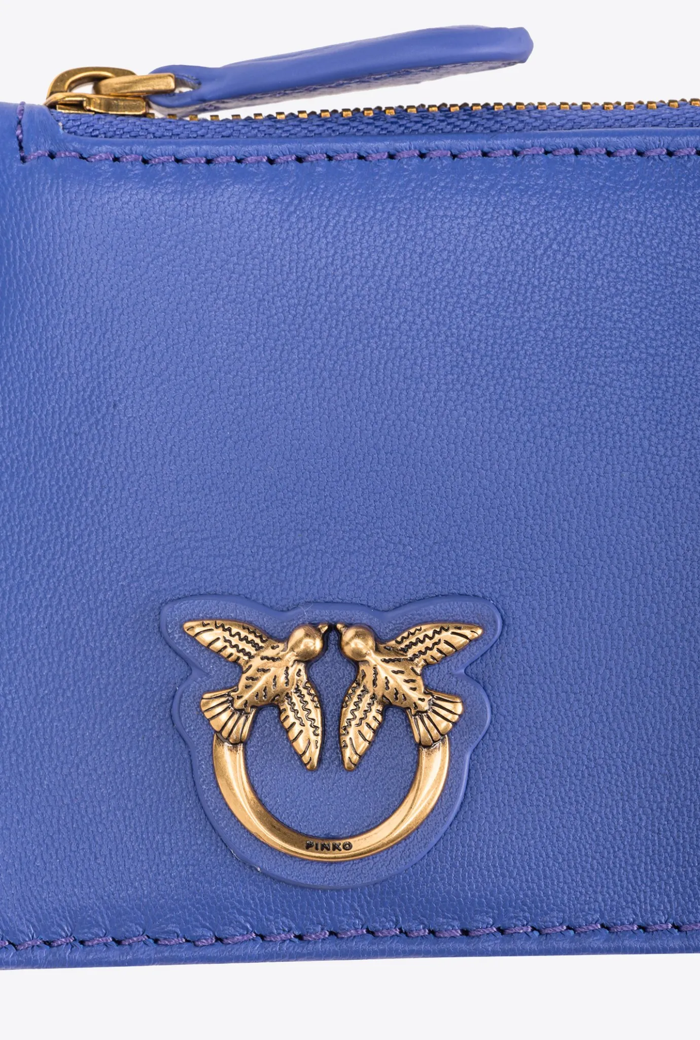 Maroquinerie|PINKO Porte-Cartes Zippe A Motif En Chevrons Bleu Corse-Or Antique
