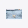 Maroquinerie|PINKO Porte-Cartes Zippe En Reptile Lame Galleria Bleu Clair-Or Brillant