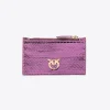 Maroquinerie|PINKO Porte-Cartes Zippe En Reptile Lame Galleria Violet-Or Brillant