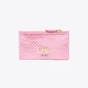 Maroquinerie|PINKO Porte-Cartes Zippe En Reptile Lame Galleria Rose Poudre-Or Brillant