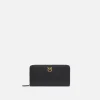 Maroquinerie|PINKO Portefeuille A Contour Zippe En Cuir Noir-Vieil Or