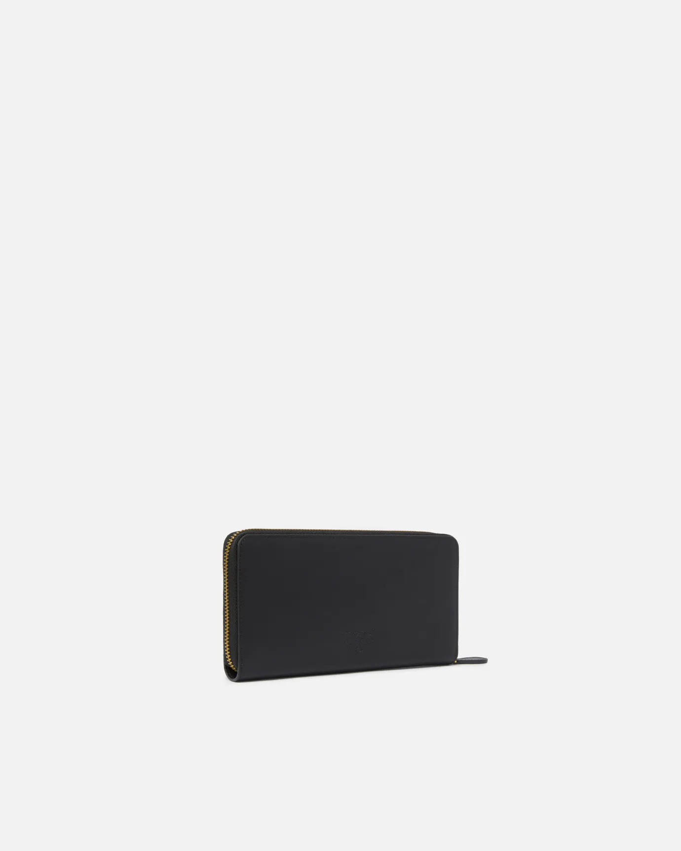 Maroquinerie|PINKO Portefeuille A Contour Zippe En Cuir Noir-Vieil Or