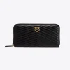 Maroquinerie|PINKO Portefeuille A Contour Zippe En Cuir Nappa A Chevrons Noir-Vieil Or