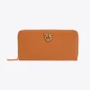 Maroquinerie|PINKO Portefeuille A Contour Zippe En Cuir Cognac-Or Antique