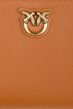 Maroquinerie|PINKO Portefeuille A Contour Zippe En Cuir Cognac-Or Antique
