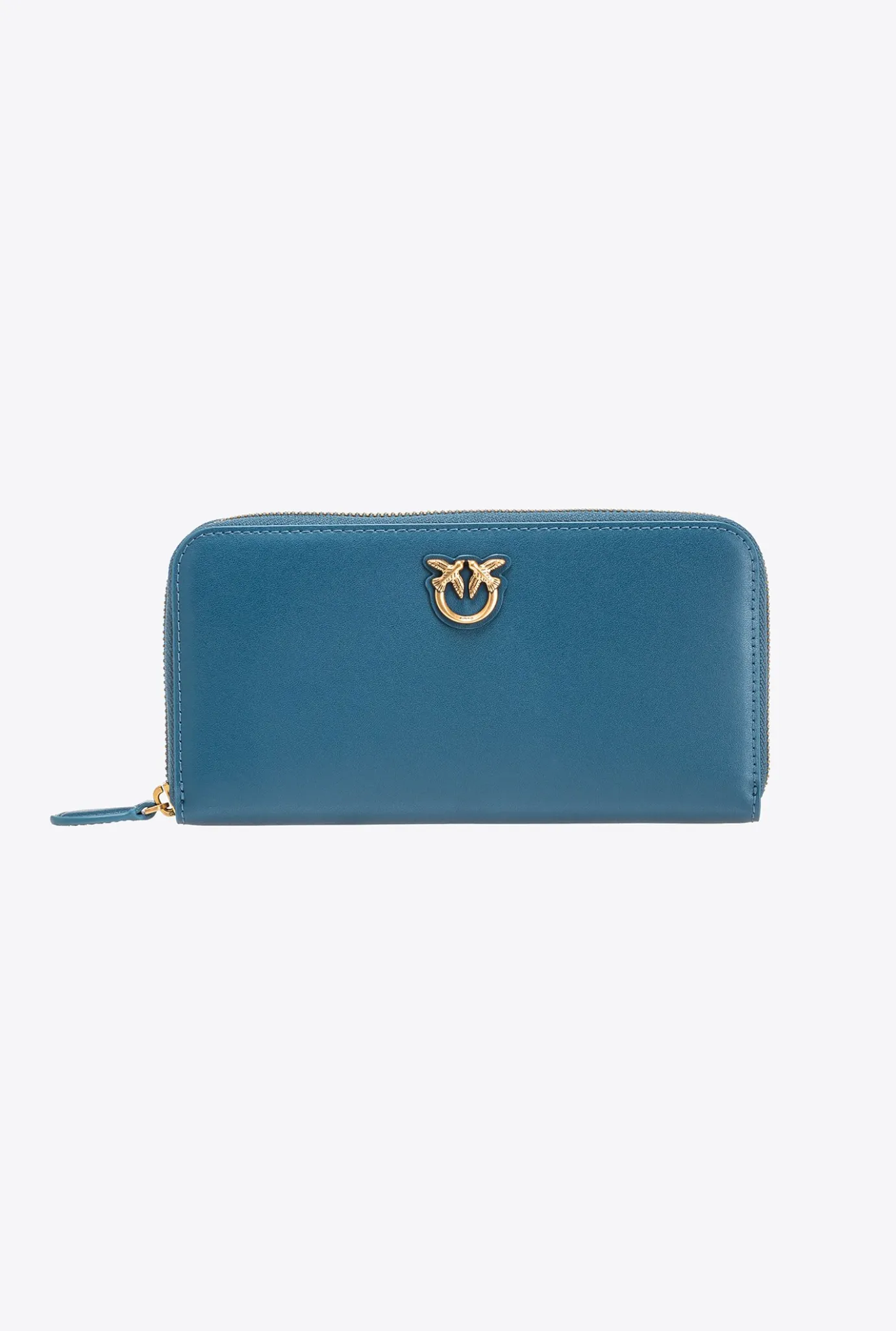 Maroquinerie|PINKO Portefeuille A Contour Zippe En Cuir Sarcelle-Or Antique