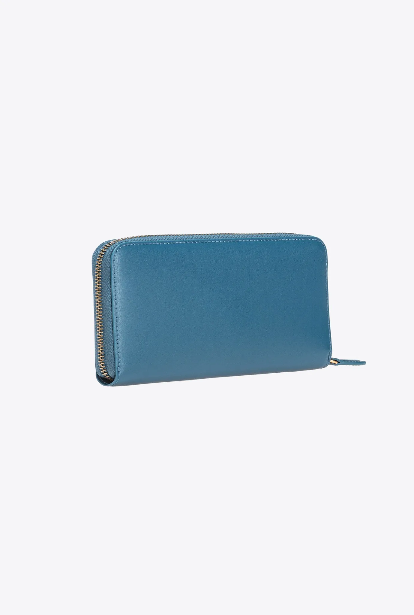 Maroquinerie|PINKO Portefeuille A Contour Zippe En Cuir Sarcelle-Or Antique
