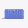 Maroquinerie|PINKO Portefeuille A Contour Zippe En Cuir Nappa A Chevrons Bleu Corse-Or Antique