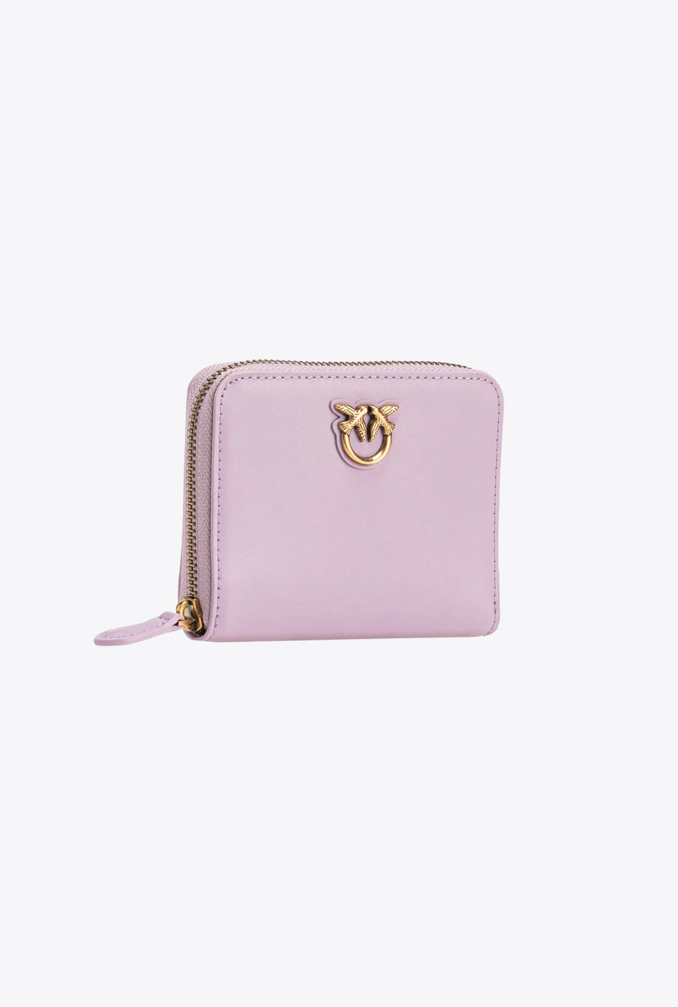 Maroquinerie|PINKO Portefeuille Carre A Contour Zippe En Cuir Iris-Or Antique