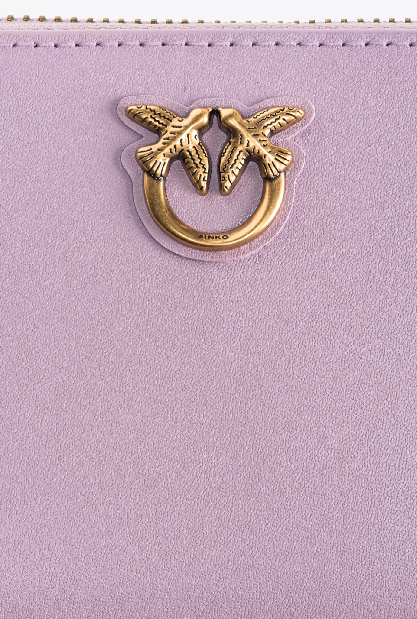 Maroquinerie|PINKO Portefeuille Carre A Contour Zippe En Cuir Iris-Or Antique