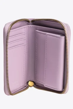 Maroquinerie|PINKO Portefeuille Carre A Contour Zippe En Cuir Iris-Or Antique