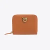Maroquinerie|PINKO Portefeuille Carre A Contour Zippe En Cuir Cognac-Or Antique