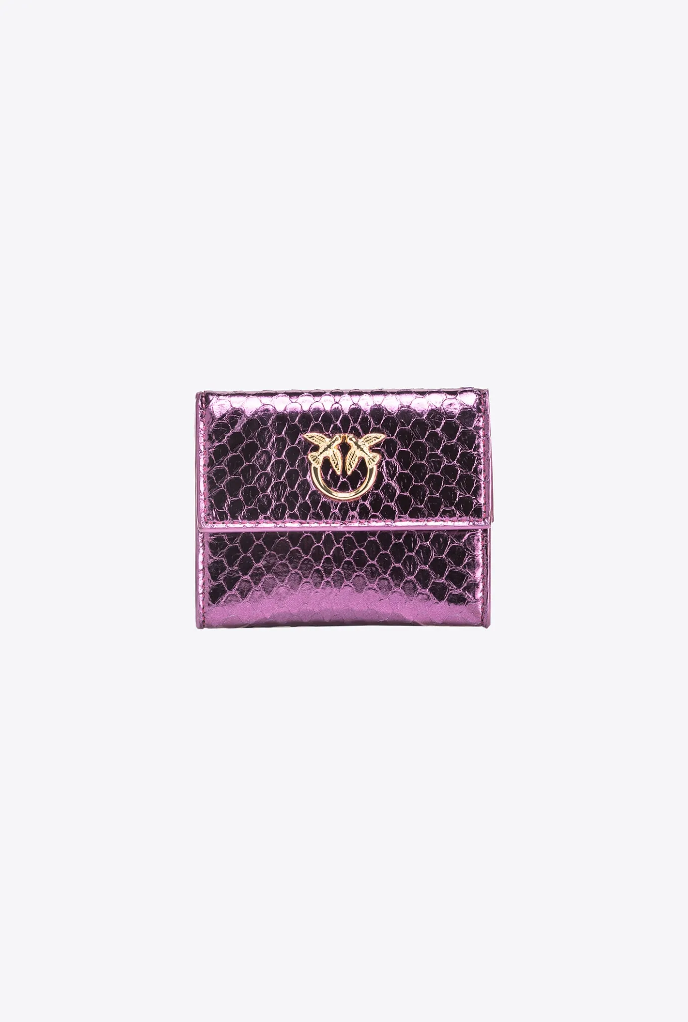 Maroquinerie|PINKO Portefeuille Compact En Reptile Lame Galleria Violet-Or Brillant