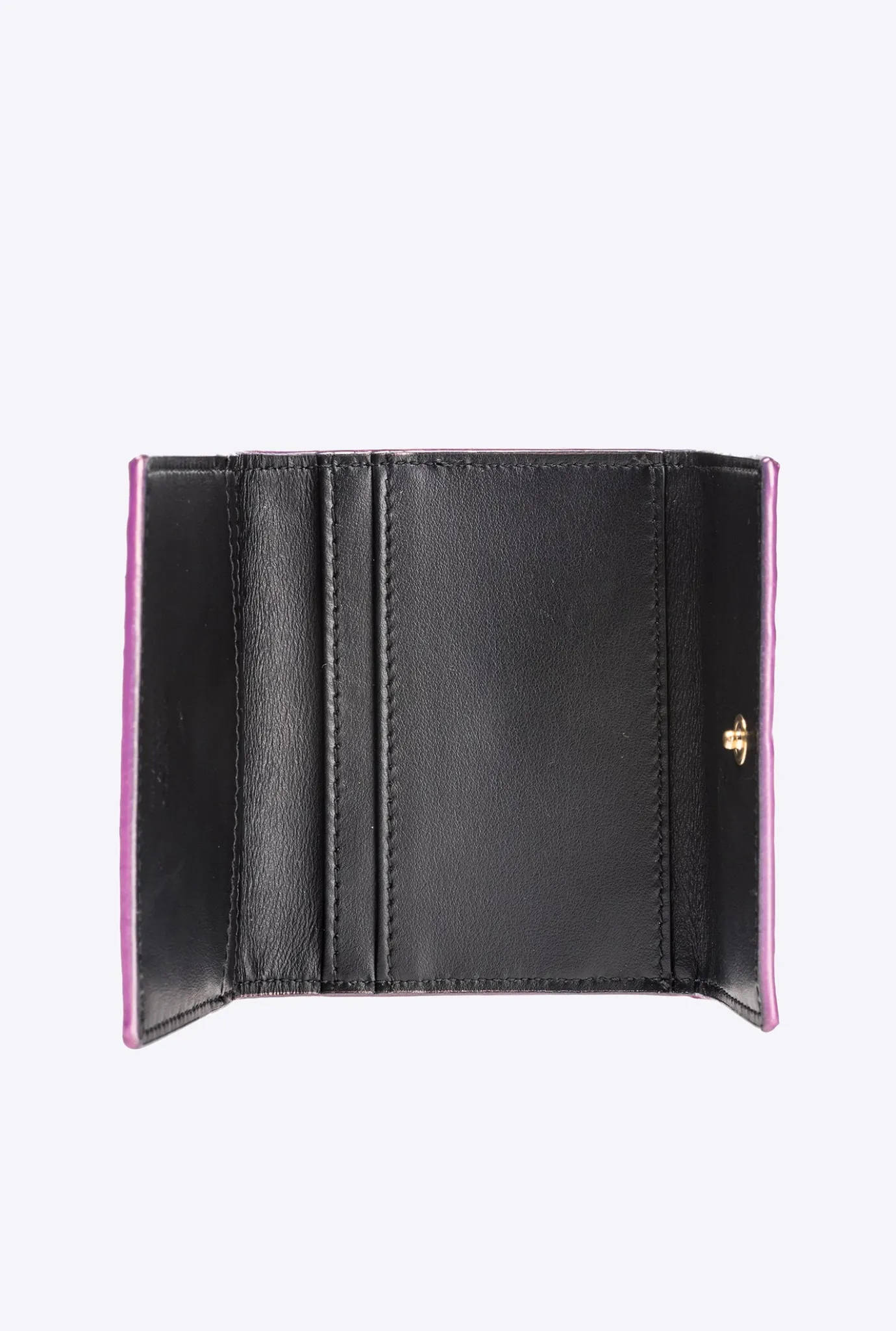 Maroquinerie|PINKO Portefeuille Compact En Reptile Lame Galleria Violet-Or Brillant