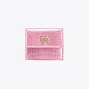 Maroquinerie|PINKO Portefeuille Compact En Reptile Lame Galleria Rose Poudre-Or Brillant