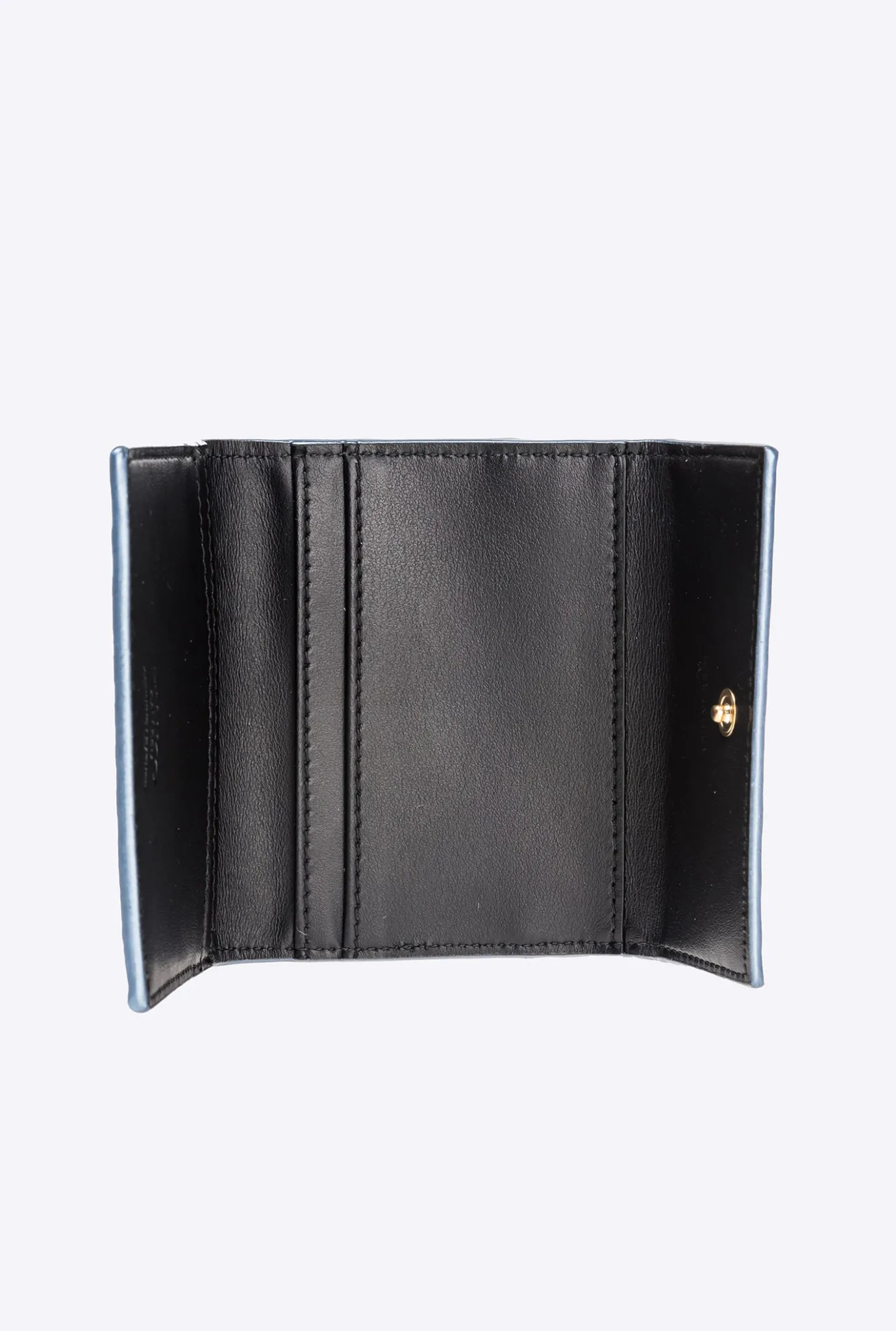 Maroquinerie|PINKO Portefeuille Compact En Reptile Lame Galleria Bleu Clair-Or Brillant