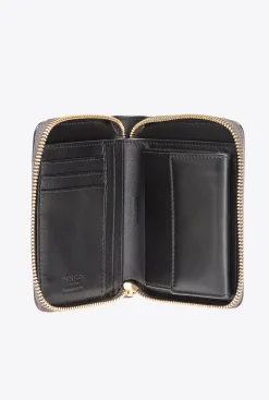 Maroquinerie|PINKO Portefeuille Entierement Zippe En Reptile Lame Galleria Canon De Fusil-Or Brillant
