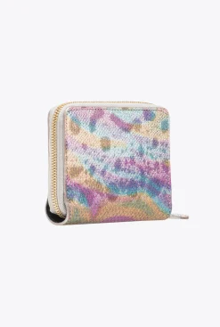 Maroquinerie|PINKO Portefeuille Entierement Zippe En Reptile Multicolore Galleria Multicolore-Or Brillant