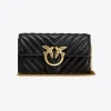 Mini Sacs|PINKO Portefeuille Love Bag Chevron Noir-Vieil Or